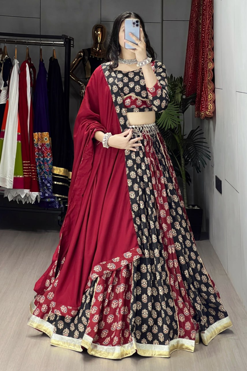 traditional ajrakh lehenga choli