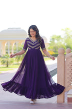 Premium Designer Sequins Embroidered Flared Gown