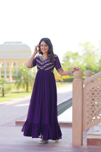 Premium Designer Sequins Embroidered Flared Gown