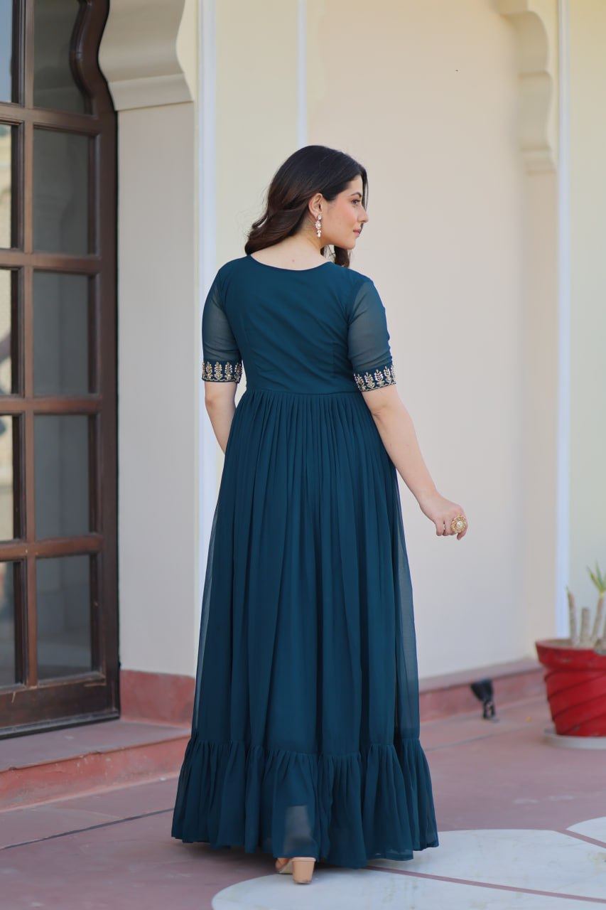 Premium Designer Sequins Embroidered Flared Gown