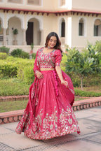 Premium Sequins Embroidered Lehenga Choli Dupatta Set