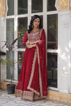 Premium Faux Blooming Embroidered Gown With Dupatta Set