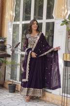 Premium Faux Blooming Embroidered Gown With Dupatta Set