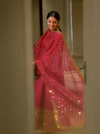 Rani Pink Rayon Cording Embroidered Anarkali Suit Set