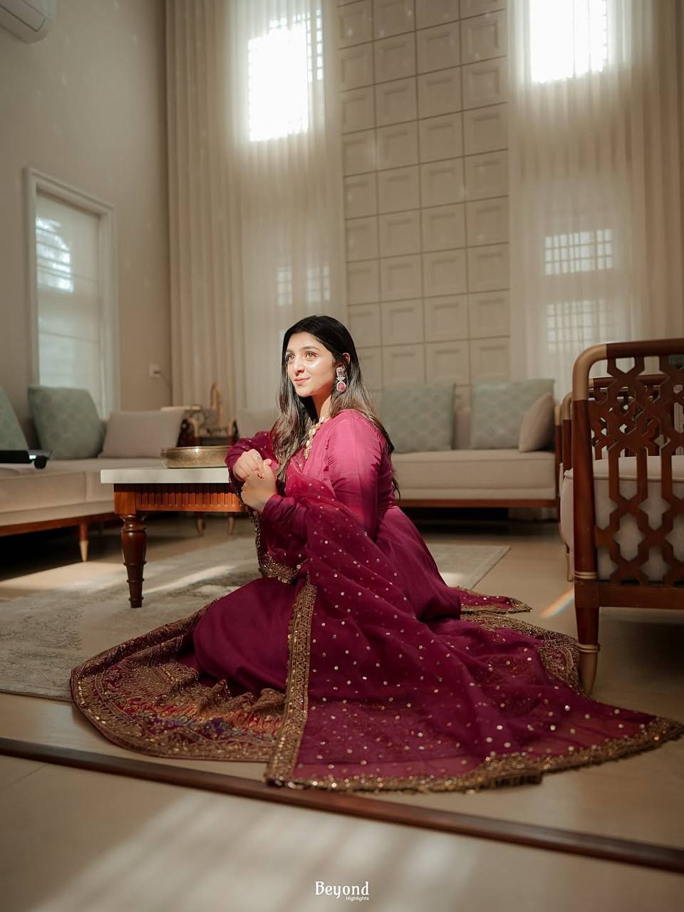Rani Pink Rayon Cording Embroidered Anarkali Suit Set