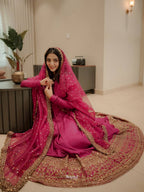 Rani Pink Rayon Cording Embroidered Anarkali Suit Set
