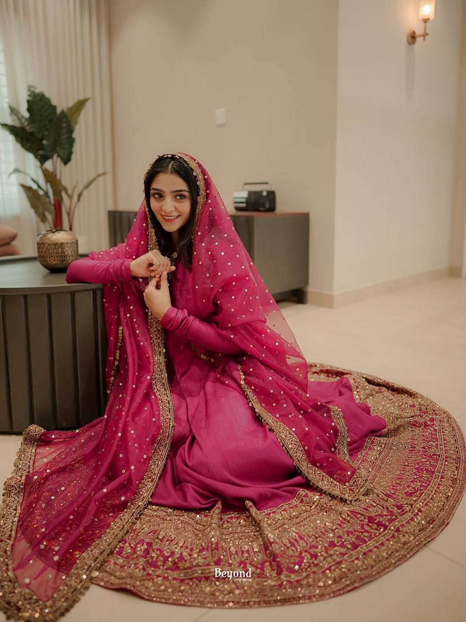 Rani Pink Rayon Cording Embroidered Anarkali Suit Set