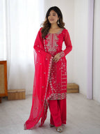 Premium Designer Faux Georgette Embroidered Salwar Suit Set
