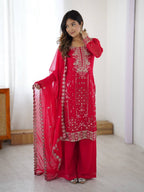 Premium Designer Faux Georgette Embroidered Salwar Suit Set