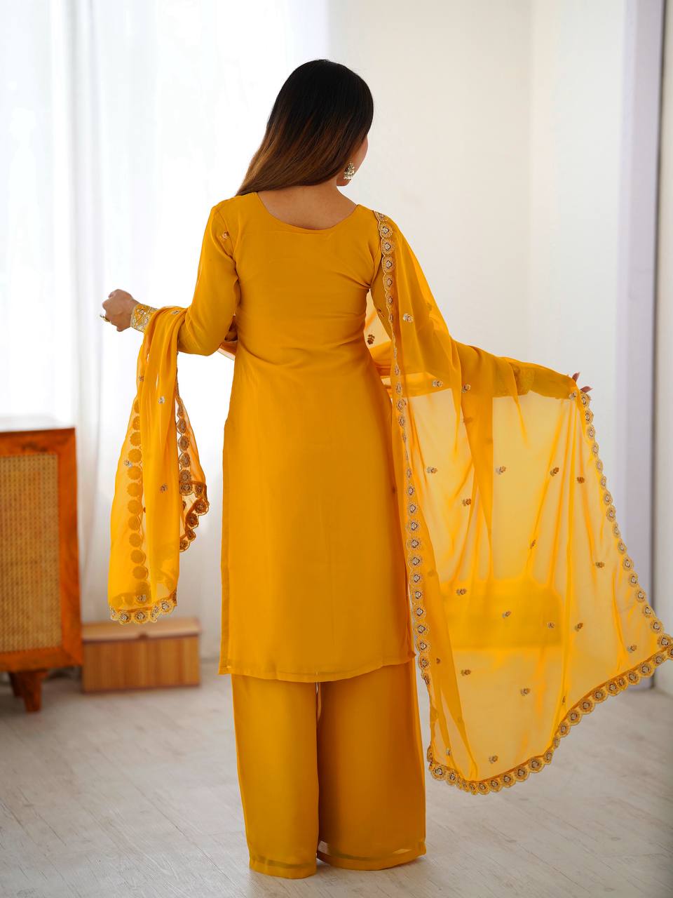 Premium Designer Faux Georgette Embroidered Salwar Suit Set