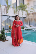 Premium Anarkali Pant Dupatta Set with Mirror Lace Work | Ethnic Outfit
