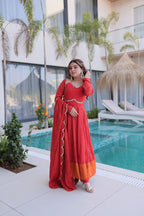 Premium Anarkali Pant Dupatta Set with Mirror Lace Work | Ethnic Outfit