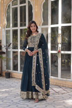 Premium Designer Faux Blooming Embroidered Gown With Dupatta