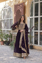 Premium Designer Faux Blooming Embroidered Gown With Dupatta