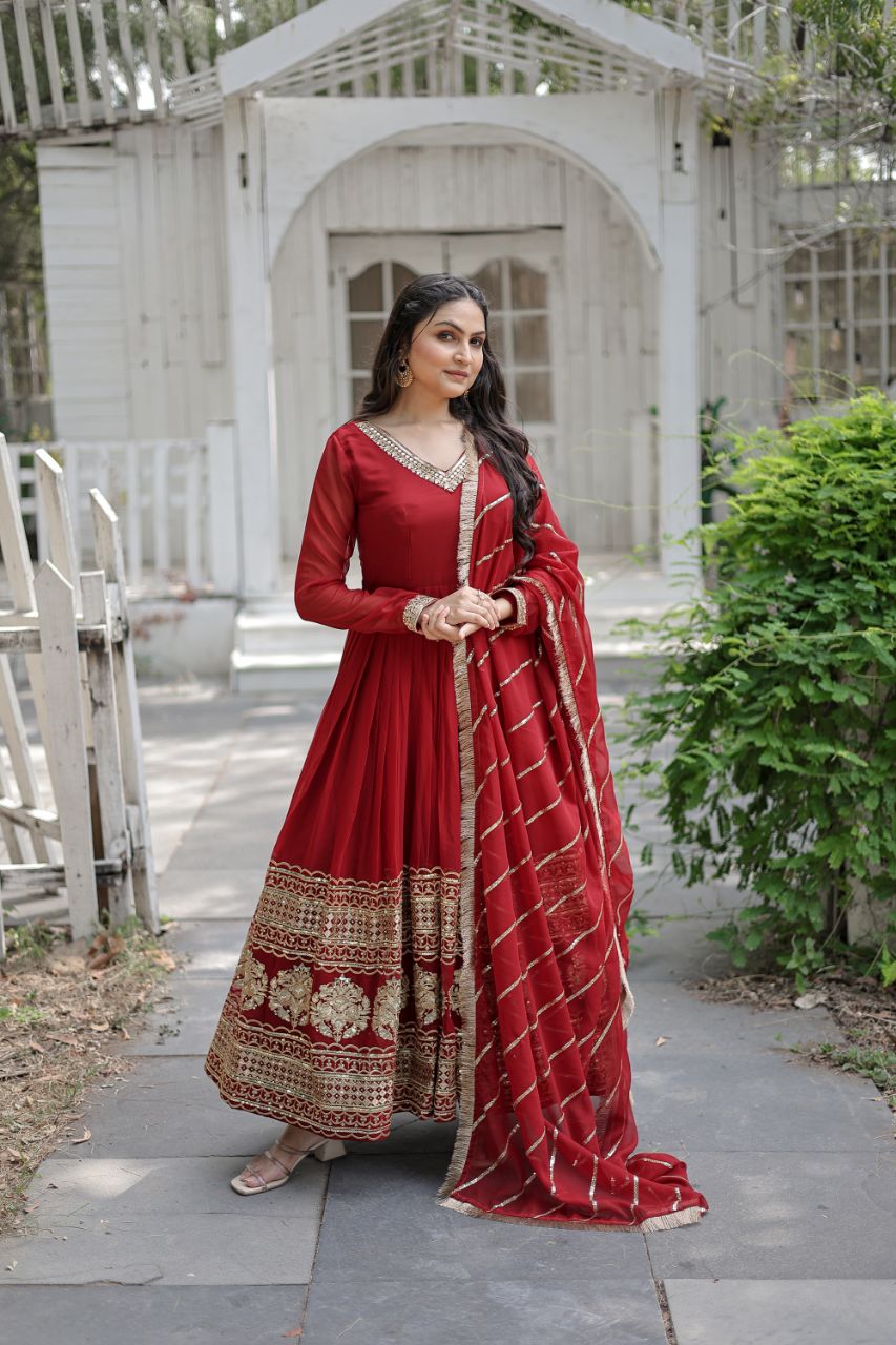 Premium Embroidered Gown with Dupatta - Wedding Outfit