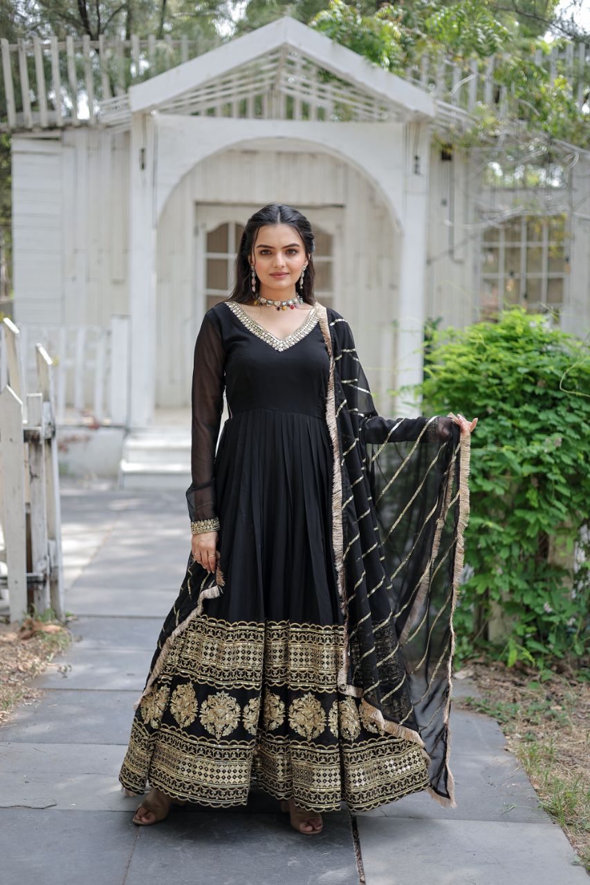 Premium Embroidered Gown with Dupatta - Wedding Outfit
