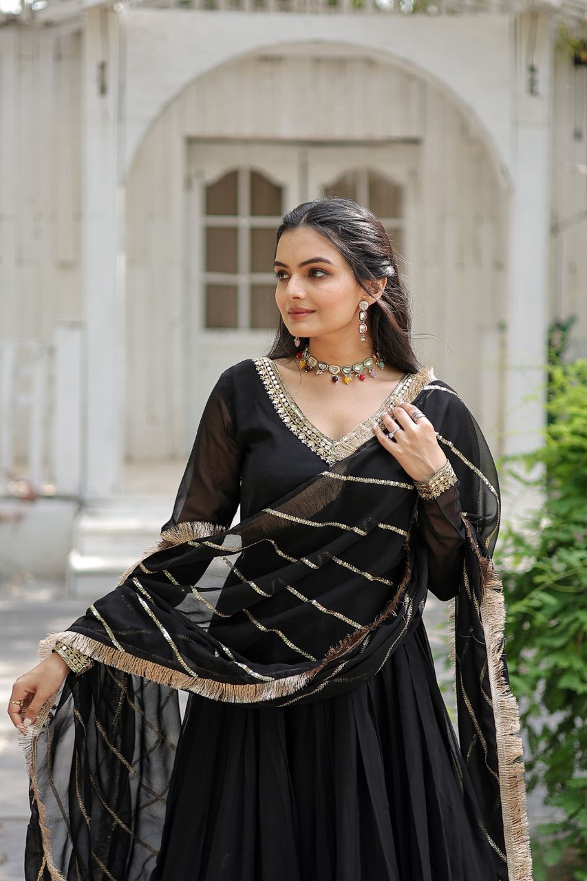 Premium Embroidered Gown with Dupatta - Wedding Outfit
