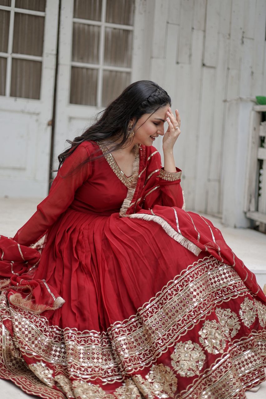 Premium Embroidered Gown with Dupatta - Wedding Outfit