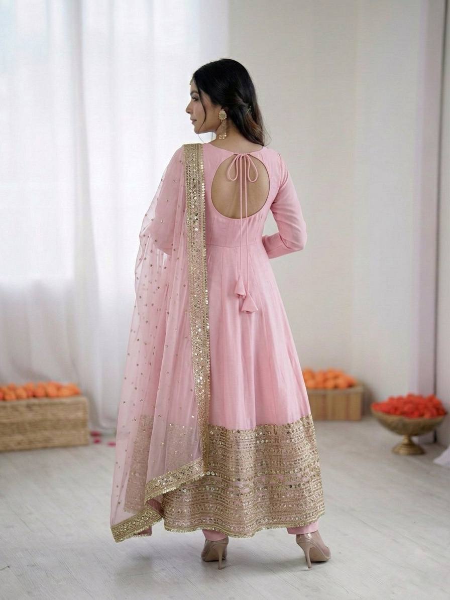 Premium Six Color Embroidered Anarkali Suit Set with Dupatta