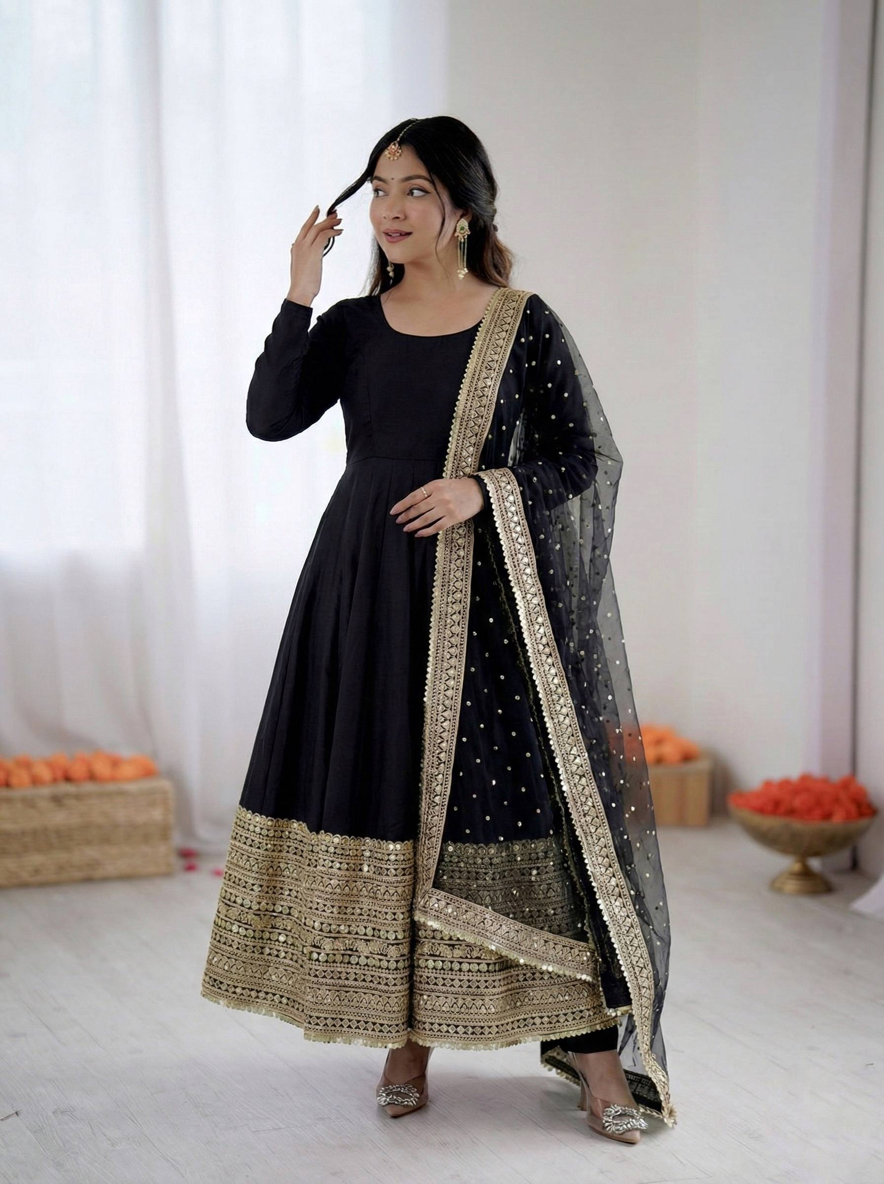 Premium Six Color Embroidered Anarkali Suit Set with Dupatta
