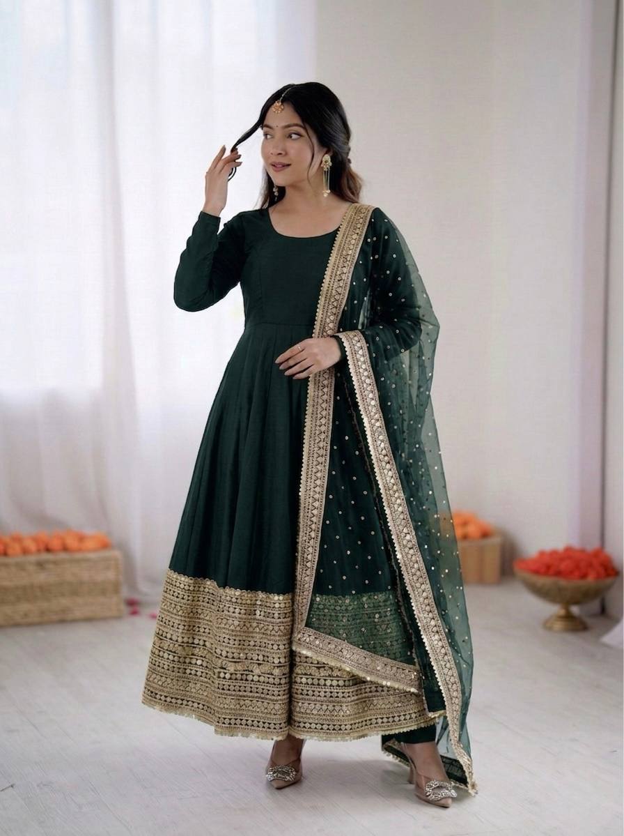 Premium Six Color Embroidered Anarkali Suit Set with Dupatta