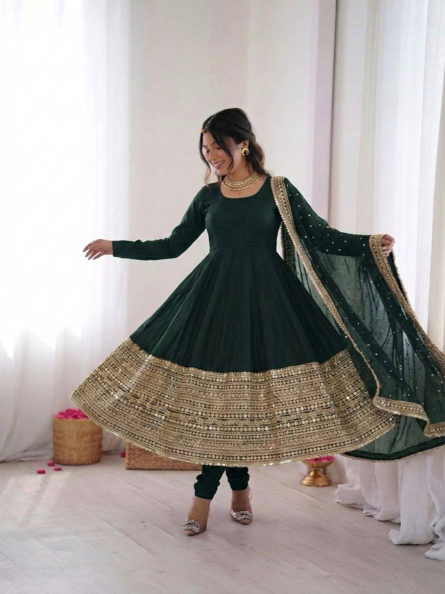 Premium Six Color Embroidered Anarkali Suit Set with Dupatta