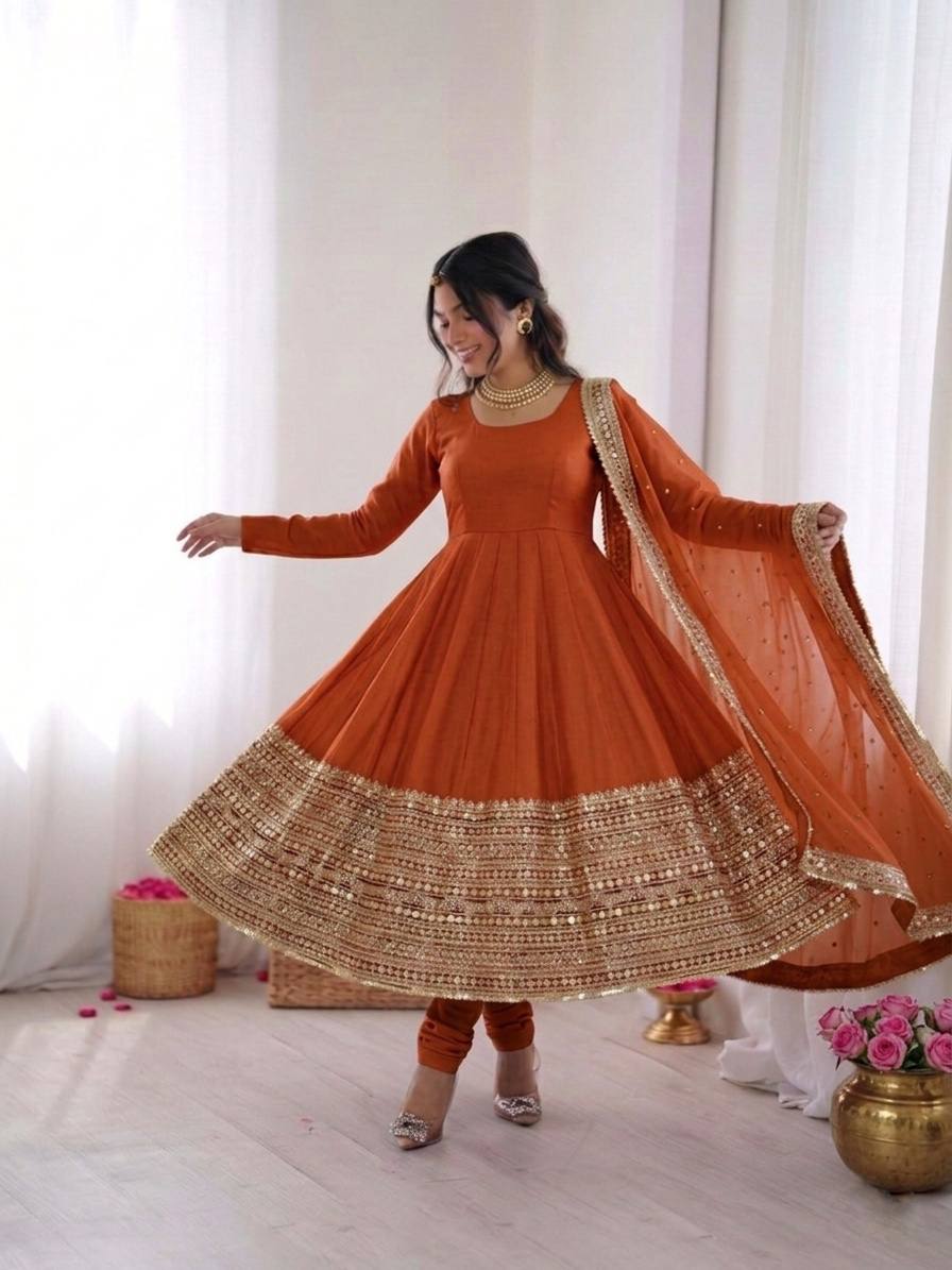 Premium Six Color Embroidered Anarkali Suit Set with Dupatta