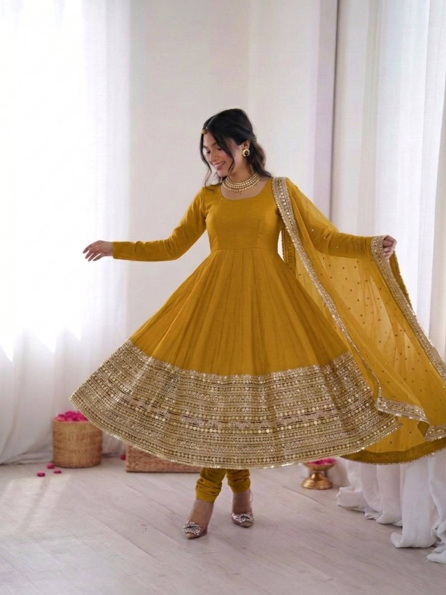 Premium Six Color Embroidered Anarkali Suit Set with Dupatta