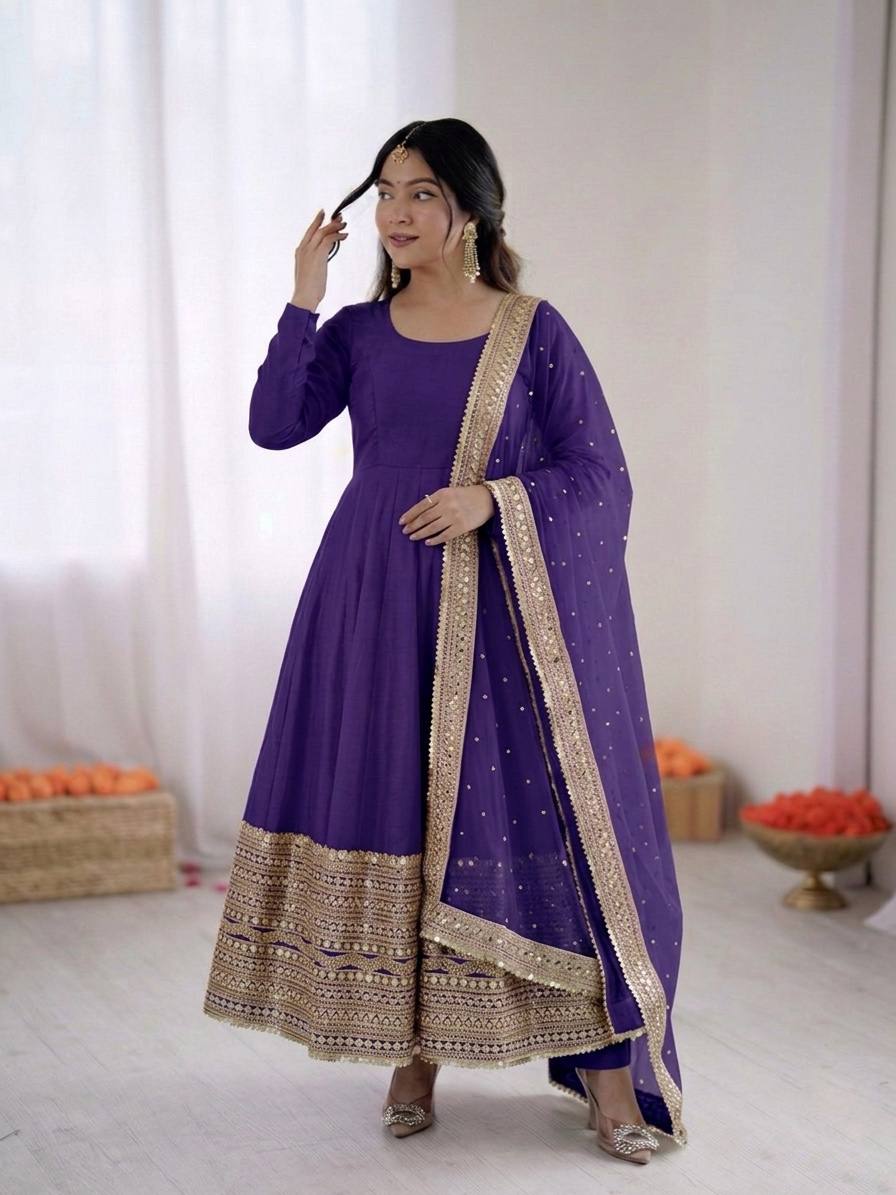 Premium Six Color Embroidered Anarkali Suit Set with Dupatta