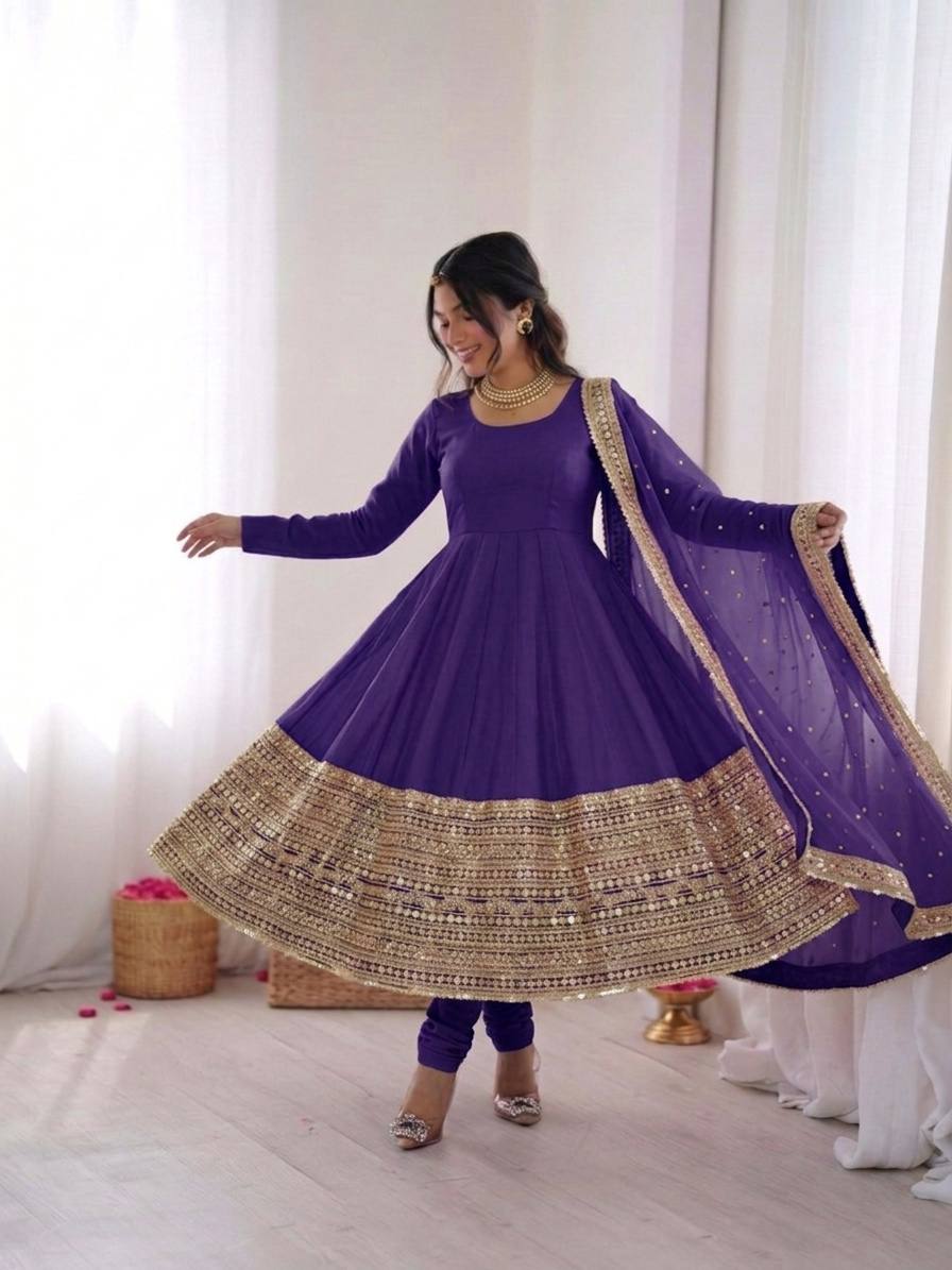 Premium Six Color Embroidered Anarkali Suit Set with Dupatta
