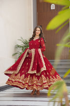 Premium Faux Blooming Embroidered Gown with Dupatta for Women – Party & Wedding Wear