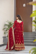 Premium Faux Blooming Embroidered Gown with Dupatta for Women – Party & Wedding Wear