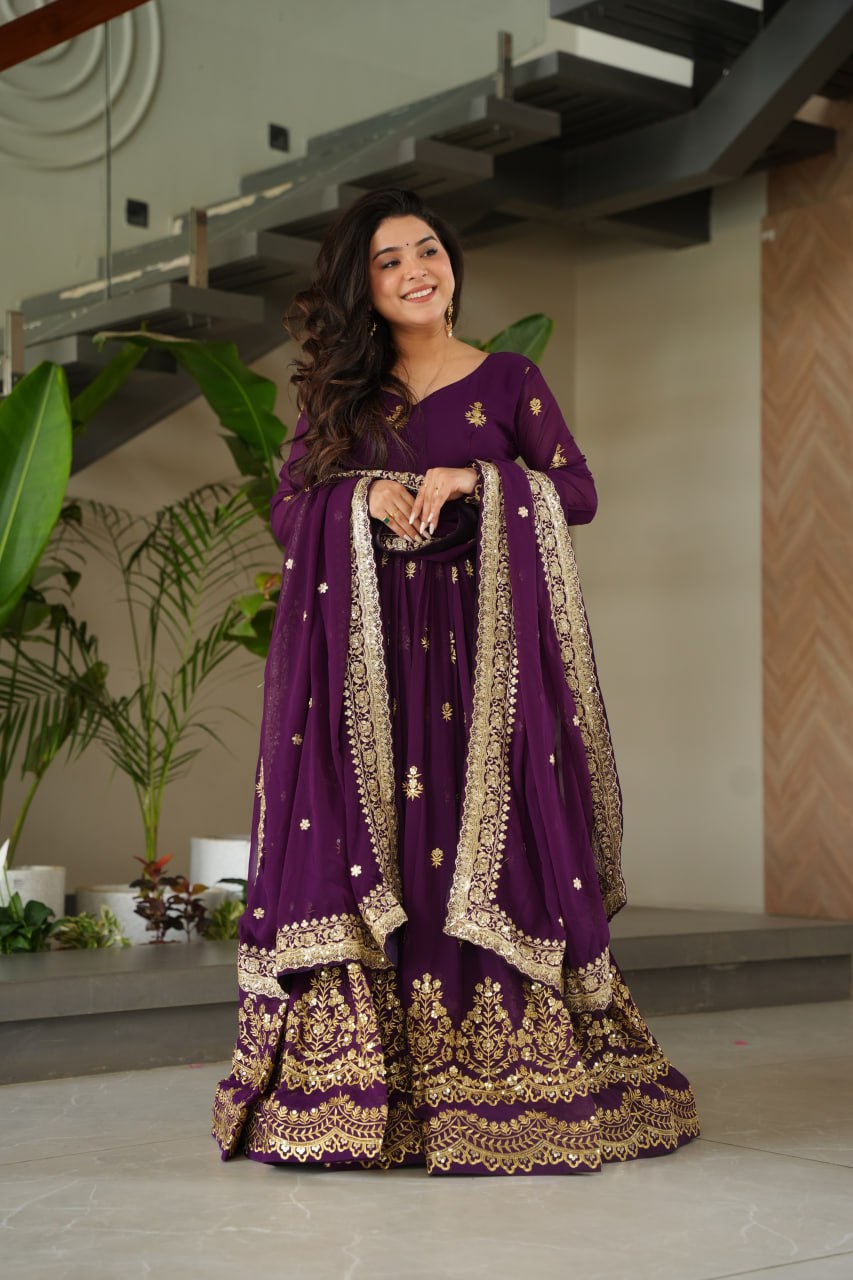 Premium Faux Blooming Embroidered Gown with Dupatta for Women – Party & Wedding Wear