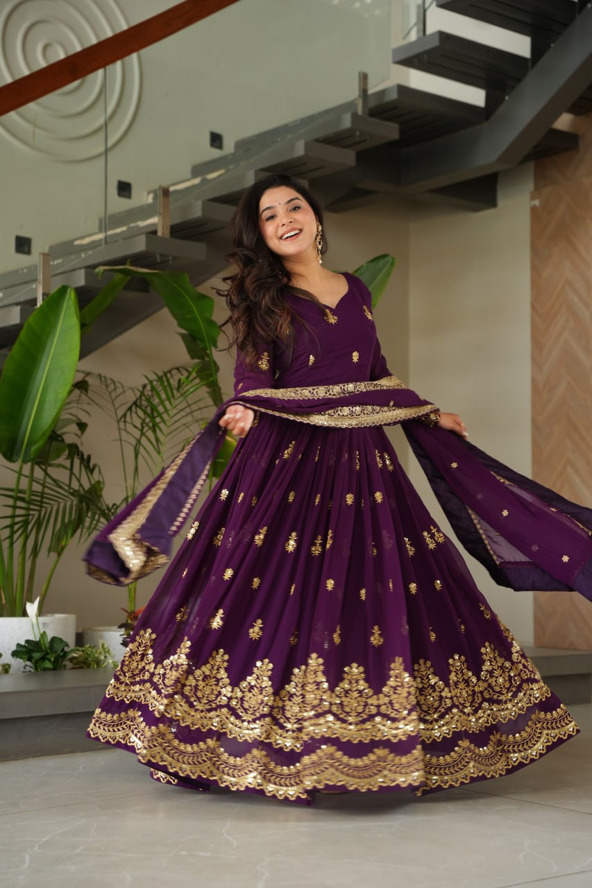 Premium Faux Blooming Embroidered Gown with Dupatta for Women – Party & Wedding Wear