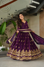 Premium Faux Blooming Embroidered Gown with Dupatta for Women – Party & Wedding Wear