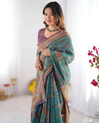 Designer Linen Cotton Floral Digital Print Saree with Blouse Piece