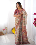 Premium Linen Cotton Floral Digital Print Saree with Blouse Piece