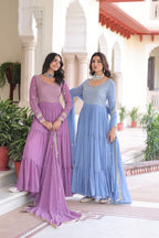 Premium Faux Georgette Frill Gown with Dupatta for Women – Party Wear Gown