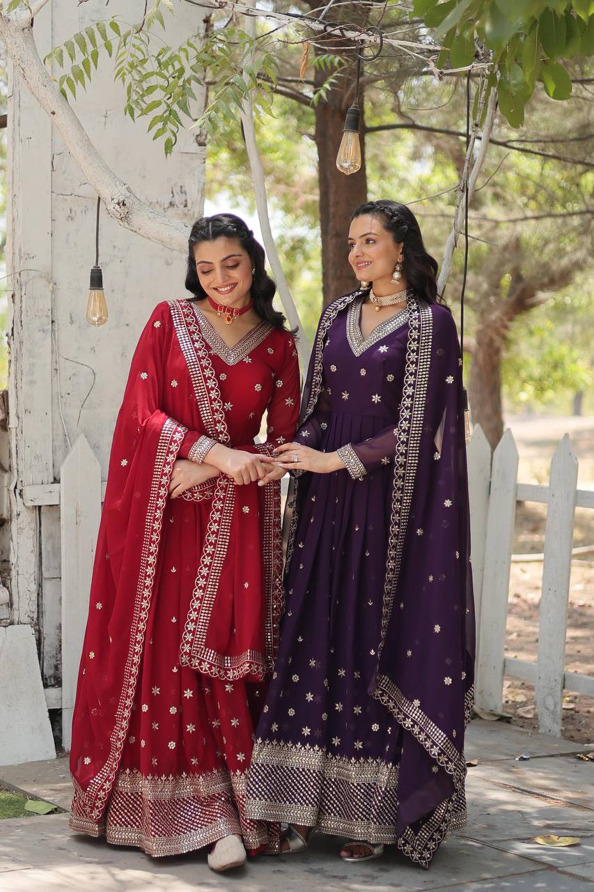 Premium Faux Blooming Anarkali Gown with Dupatta