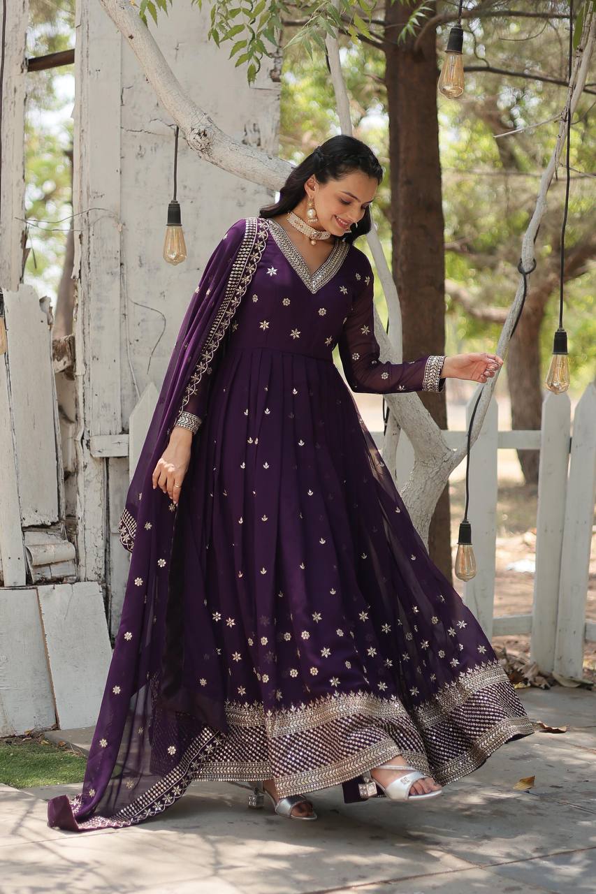 Premium Faux Blooming Anarkali Gown with Dupatta