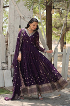 Premium Faux Blooming Anarkali Gown with Dupatta