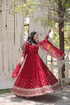 Premium Faux Blooming Anarkali Gown with Dupatta