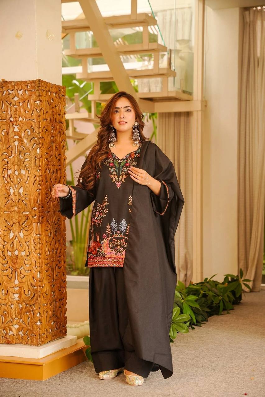 Premium Designer Farshi Plazo Suit Set with Dupatta