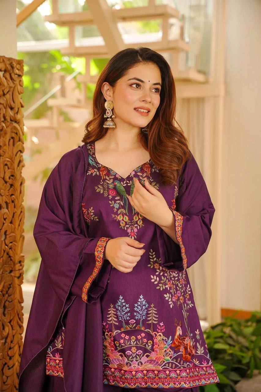 Premium Designer Farshi Plazo Suit Set with Dupatta