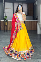 Navratri Festival yellow white outfit