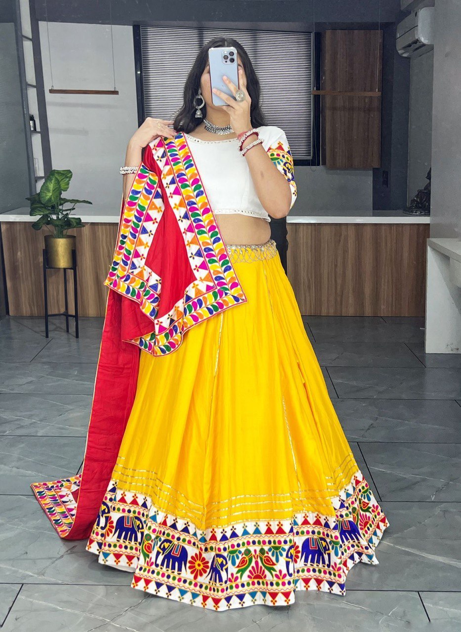 Navratri Festival yellow white outfit