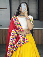 Navratri Festival yellow white outfit