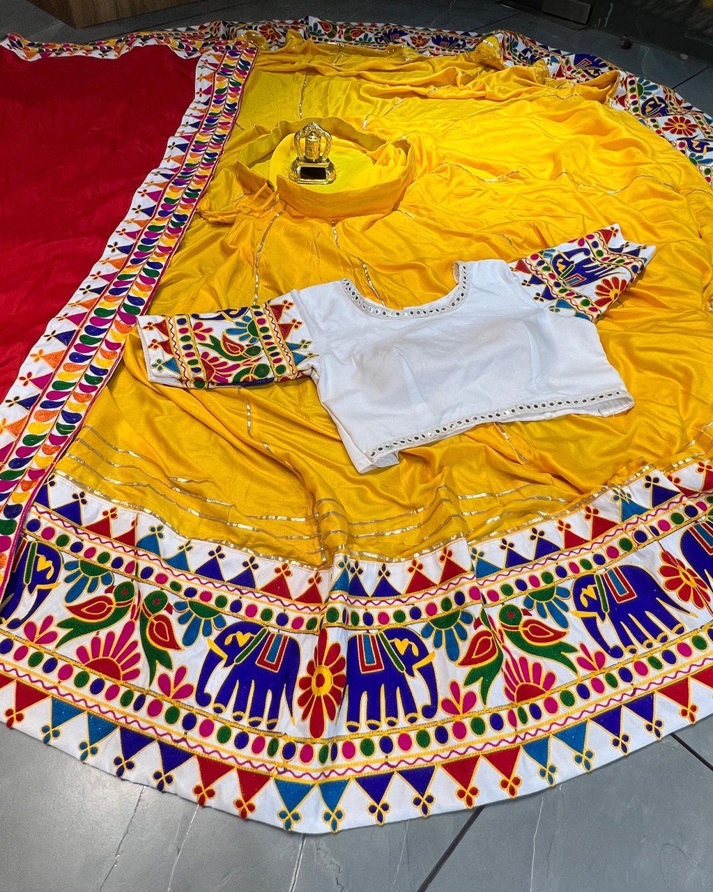Navratri Festival yellow white outfit