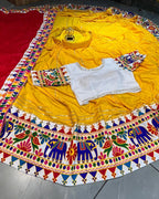 Navratri Festival yellow white outfit