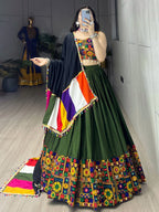 Navratri Lehenga Choli Set with Gamthi Mirror Work And Colorful Dupatta